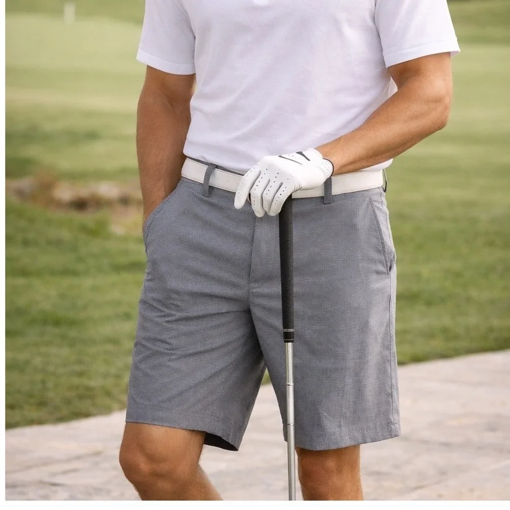 Ben Hogan Golf Shorts Mens Gray Heather Performance Stretch‎ Flat Front Sz 42